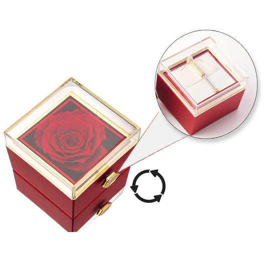 rose gift box with necklace I Love You Engraved